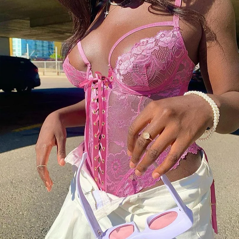 

Sexy Lace Transparent Bodysuit Women Deep-V Bodycon Bodys See Through Sleeveless Lingerie Body Backless Mesh Top