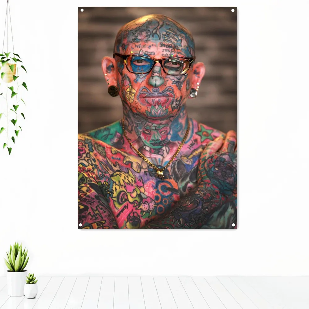 

Full Body Tattoo Art Poster Wall Hanging Flag Old School Tattoo Artwork Tapestry Canvas Painting Room Wall Decor Banners Mural