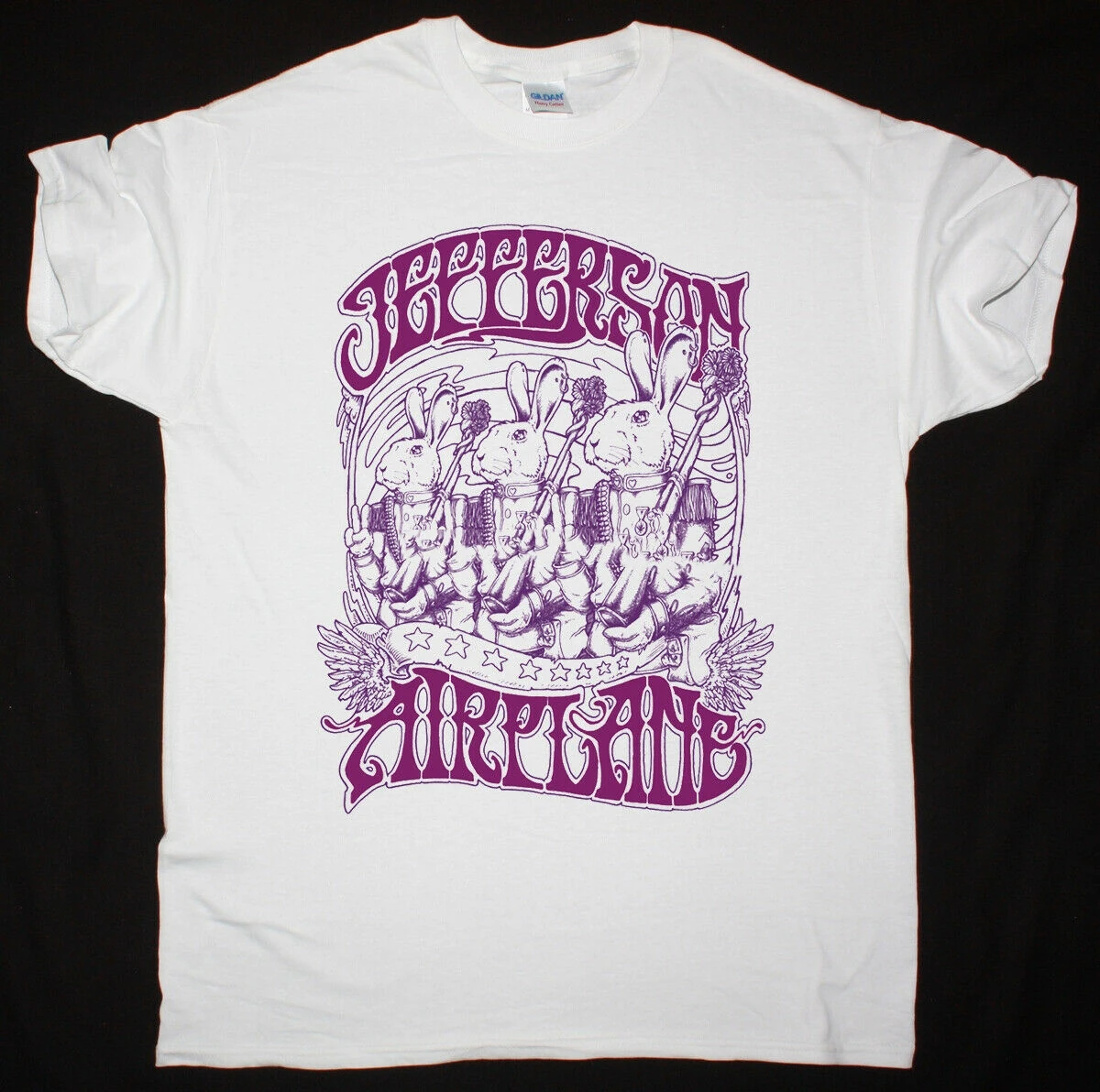 

Jefferson Airplane Three Rabbits Psychedelic Rock Acid Rock New White T-Shirt