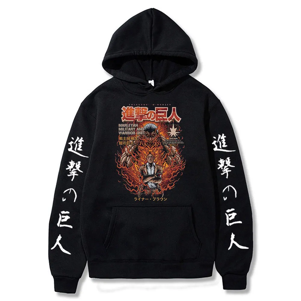 

Funny Anime Attack on Titan Print Hoodies AOT Eren Jaeger Men Women's Long Sleeve Hooded Sweatshirts Harajuku Tracksuit Female