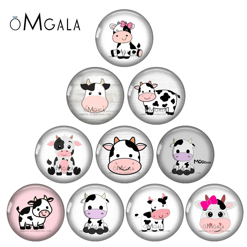 

Очаровательные Мультяшные коровы художественные картины 12 мм/14 мм/18 мм/20 мм/25 мм круглый фото стекло кабошон демонстрация плоская задняя сторона