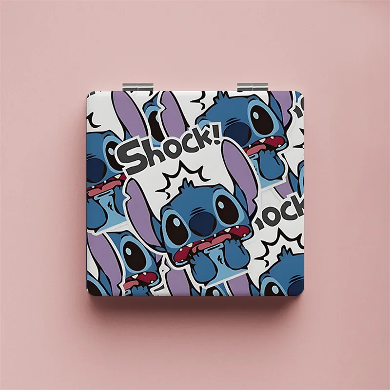 Фото Новое маленькое зеркало Kawaii Stitch, портативное зеркало для девочек, милое портативное складное ручное флип-зеркало для макияжа, Рождественский подарок для девочек №4