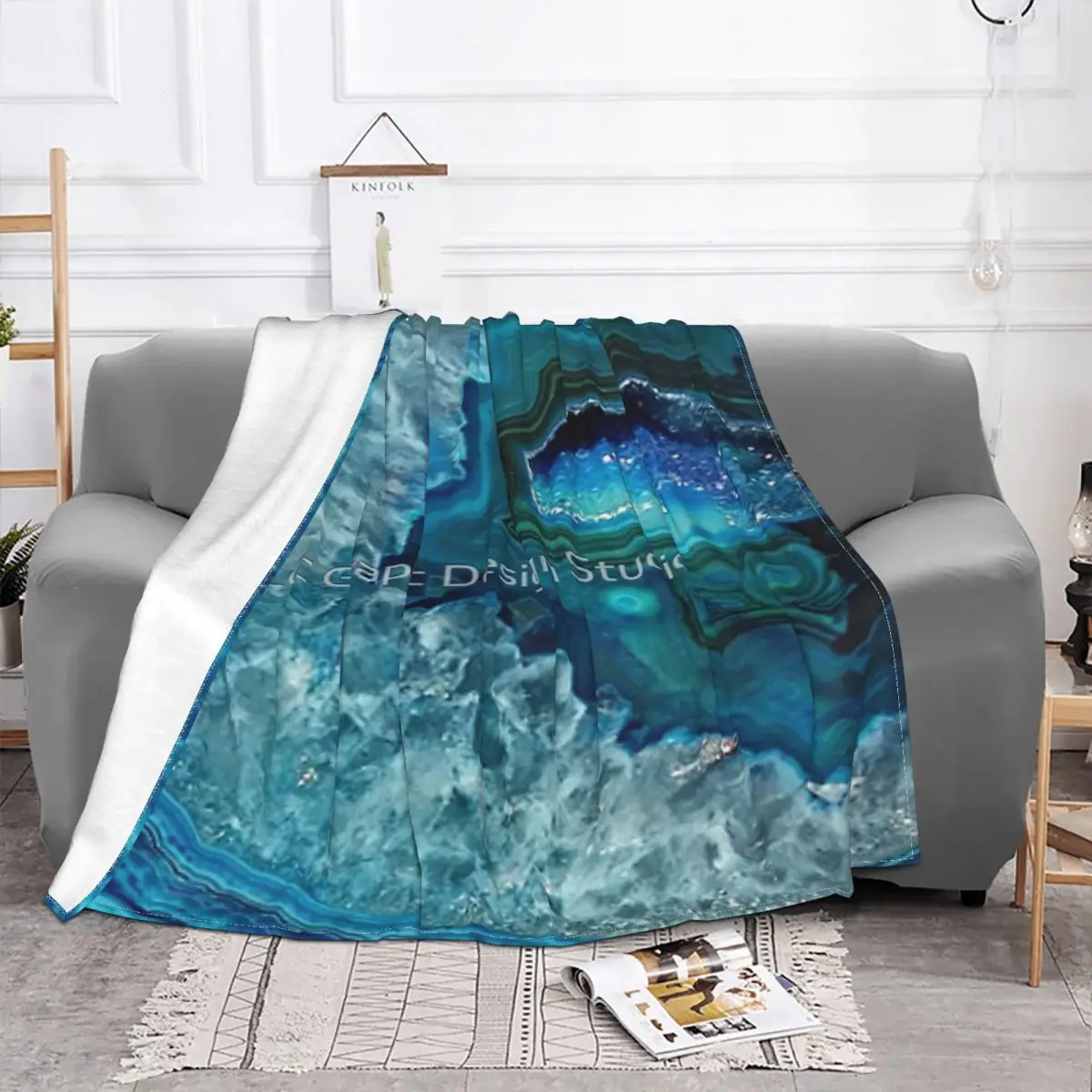 Одеяло цвета морской волны голубого камня агата минеральных кристаллов