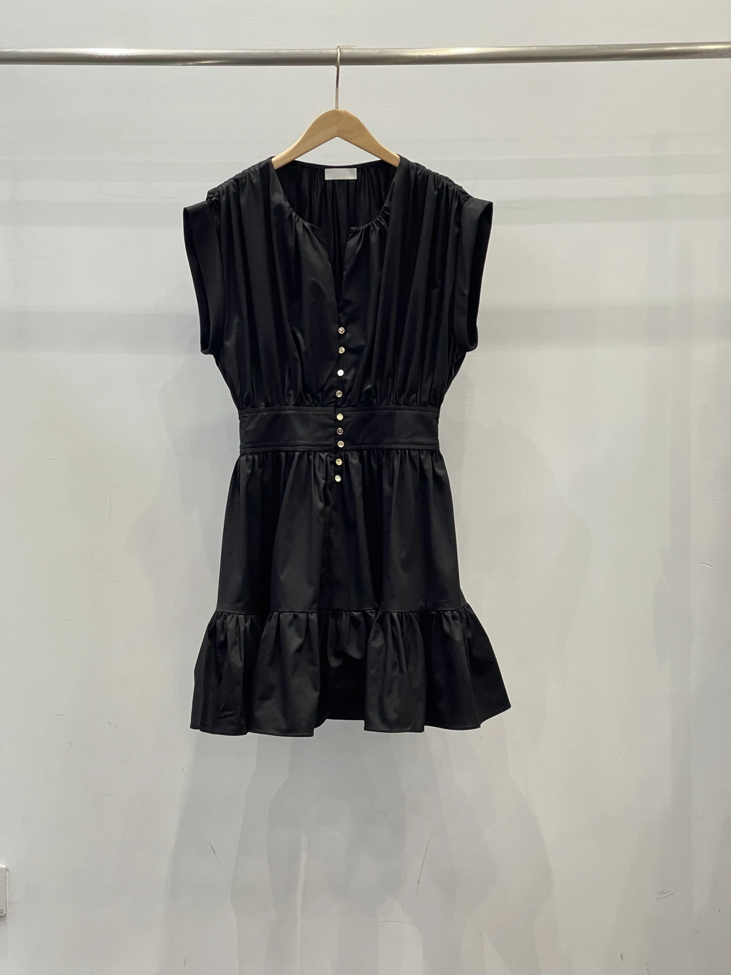 Summer new French fashion waist French little black dress, temperament match everything
