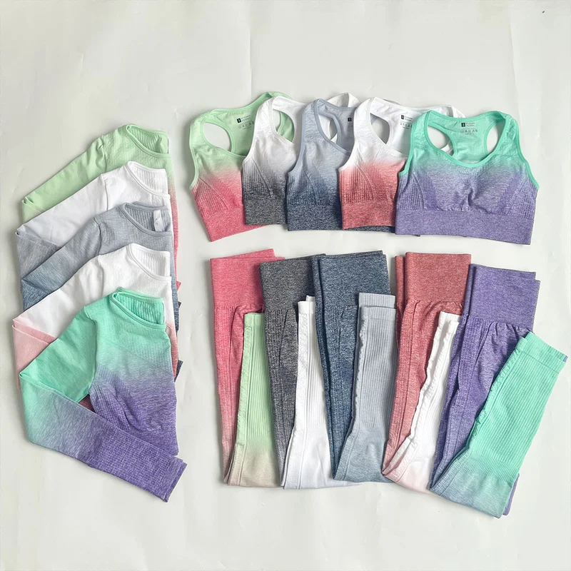 

Seamless Yoga Set Women Long Sleeve Crop Top Workout Clothes Sport High Waist Leggings Fitness Bra Outfit Active Wear Gym Suits