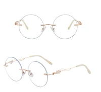 round oversized frameless frame anti blu ray women new fashion beach outdoor ultralight rimless round frame eyeglasses