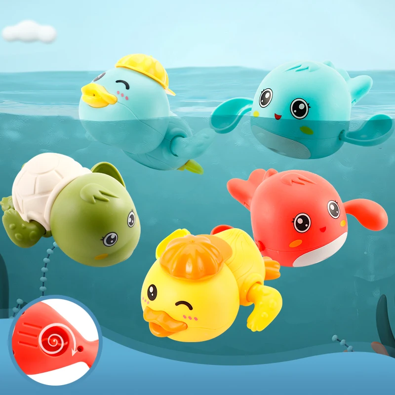 

Одиночная распродажа, милые Мультяшные животные, маленькая утка, Классическая Детская водная игрушка для купания, заводные на цепочке, детские пляжные игрушки для ванной