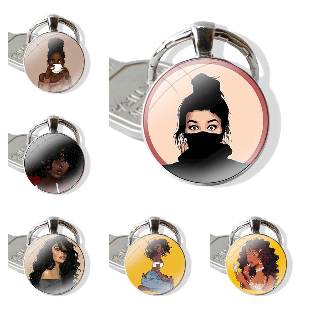 

Красочное искусство, африканская девушка, стеклянная фотоподвеска, автомобильные брелки ручной работы