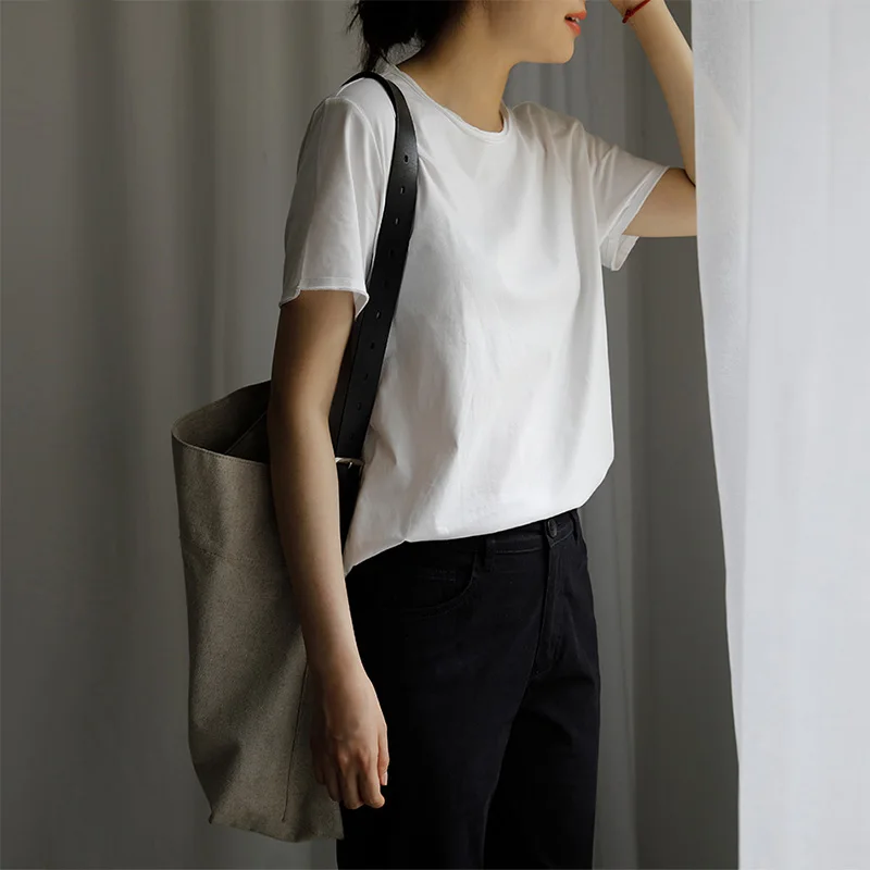 Арт-зал белая женская футболка из чистого хлопка художественная свободная