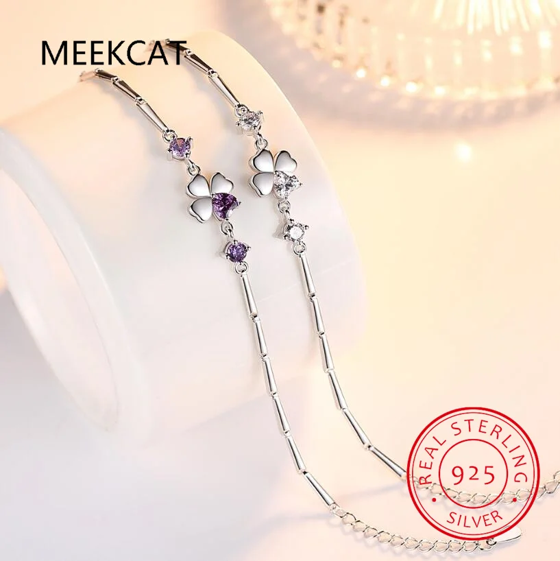 Браслет из стерлингового серебра 925 пробы с натуральным аметистом и четырьмя