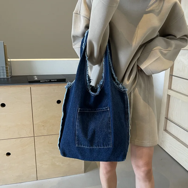 Джинсовая сумка на плечо для женщин повседневная студенческая в стиле гавани