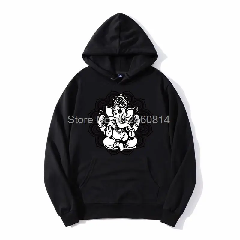 

Yoga Mandala Elephant Ganesha Tribal Ornaments Chakra Hindu Hoodie Men Fleece Hoodies Hip Hop Hooded Sweatshirt Streetwear