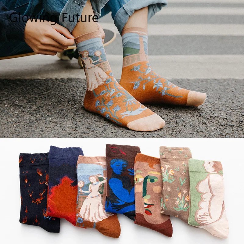 

Glowing Future Unisex Socks Funny Cartoon Printed Spring Summer Women Mens Socks Fashion Kawaii Cute Cotton Breathable Men Sox