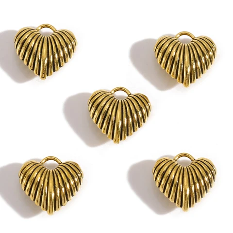 5 шт. подвесок-талисманов YuenZ сердце из цинкового сплава 13*13 мм