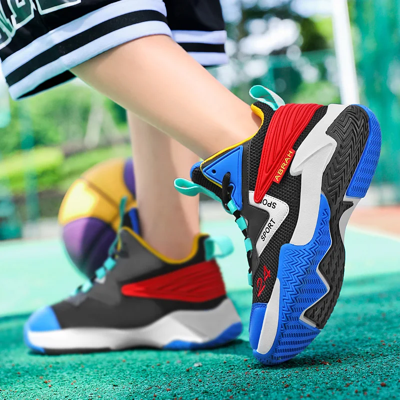 2022 New Design High top Basketball Shoes for Kids Boys Outdoor Children's Sports Shoes Professional Teenage Sneakers Basketball