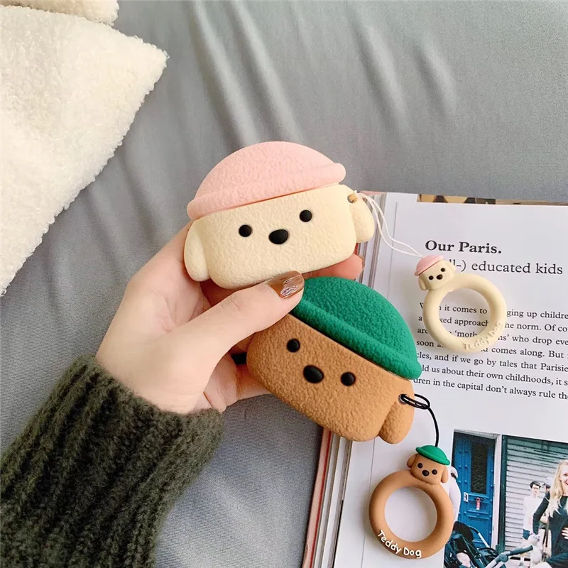 

3D Cute Cartoon Teddy Dog Soft Silicone Protection Earphone Cases For Apple Airpods 1 2 Pro Shockproof Headset Cover Funda Case
