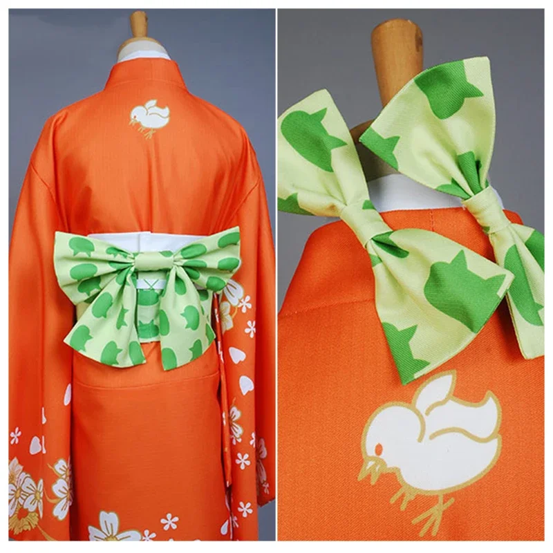 Аниме Hiyoko Saionji Косплей Костюм Парик Кимоно Платье Женщины Девушки Хэллоуин