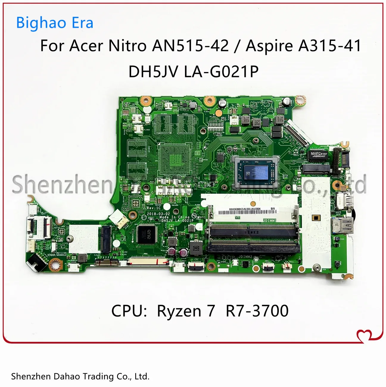 

Новинка, оригинальная материнская плата для ноутбука Acer, внешняя деталь, материнская плата DH5JV с процессором R7-3700 NBGY911008 100%, протестирована
