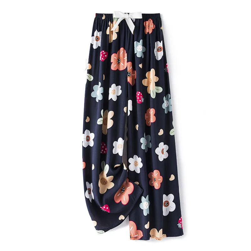 

Летние хлопковые повседневные брюки с принтом клубники, брюки для женщин, женские пижамные брюки, милые тонкие домашние брюки 2022