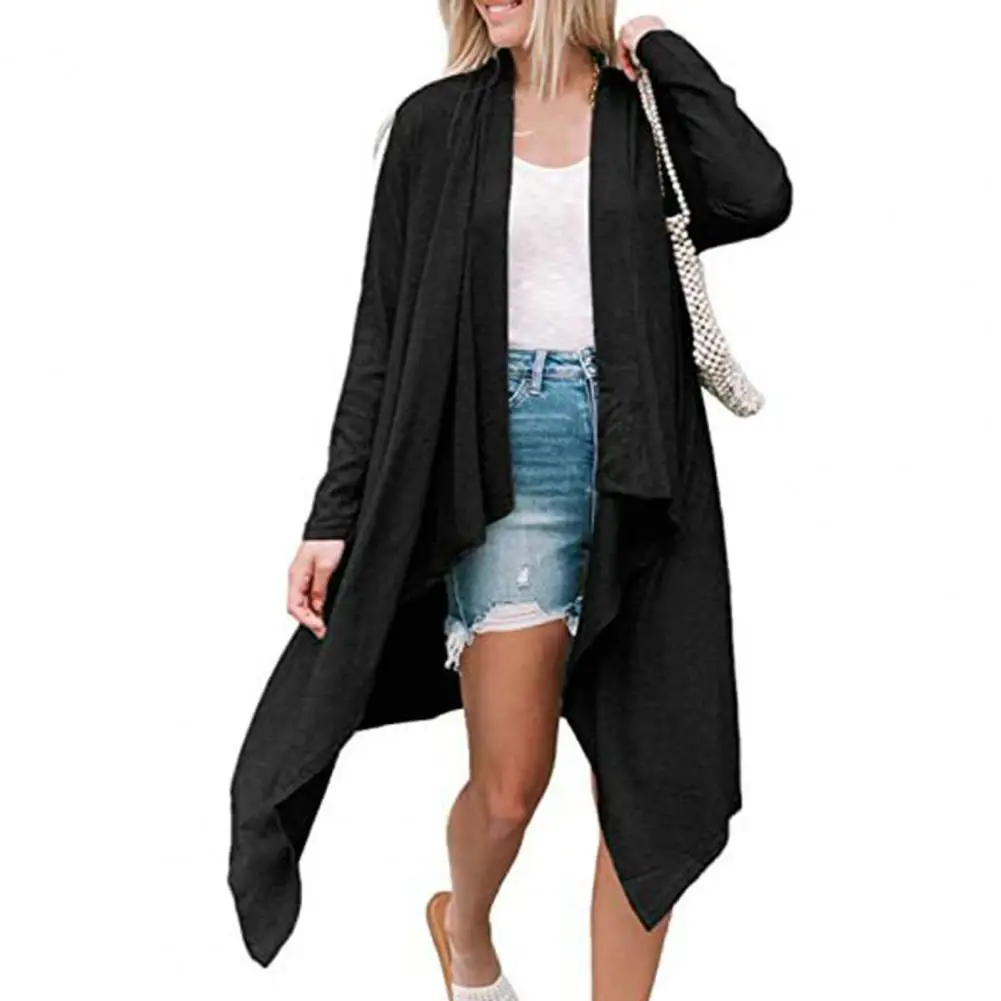 

Women Coats Loose Solid Color Irregular Hem Midi Length Cardigan Warm Casual Long Sleeve Lady Spring Jackets Coat chaqueta mujer