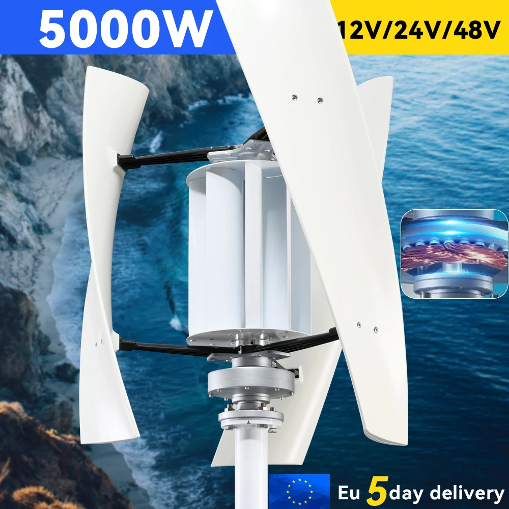 

5000w Wind Turbine Generator 48v 12v 24v 5kw 3 Blades Permanent Maglev Optional Mppt Charge Controller Dynamo Windmill Home Use