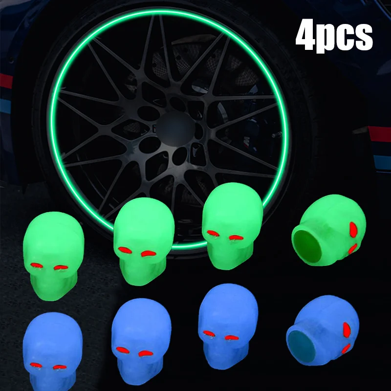 Купи 4Pcs Skull Luminous Tire Valve Caps Bicycle Wheel Spoke Tire Valve Cap Skull Shape Light Motorcycle Bike Light Emitting Valves за 67 рублей в магазине AliExpress