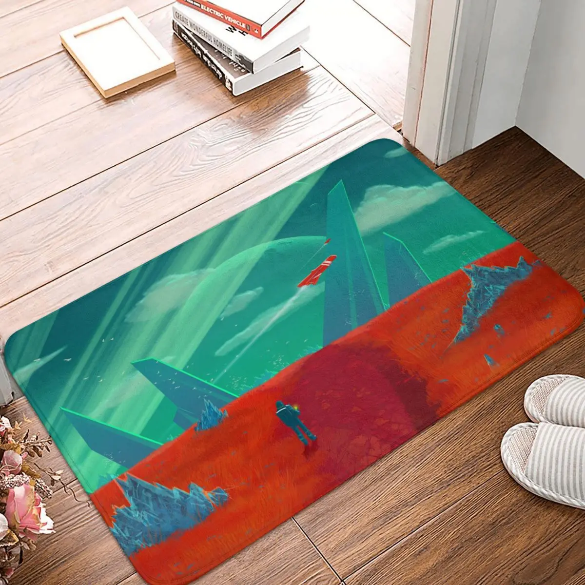 

No Man's Sky Action Adventure Game Bath Mat Illustration Ship Doormat Kitchen Carpet Entrance Door Rug Home Decoration