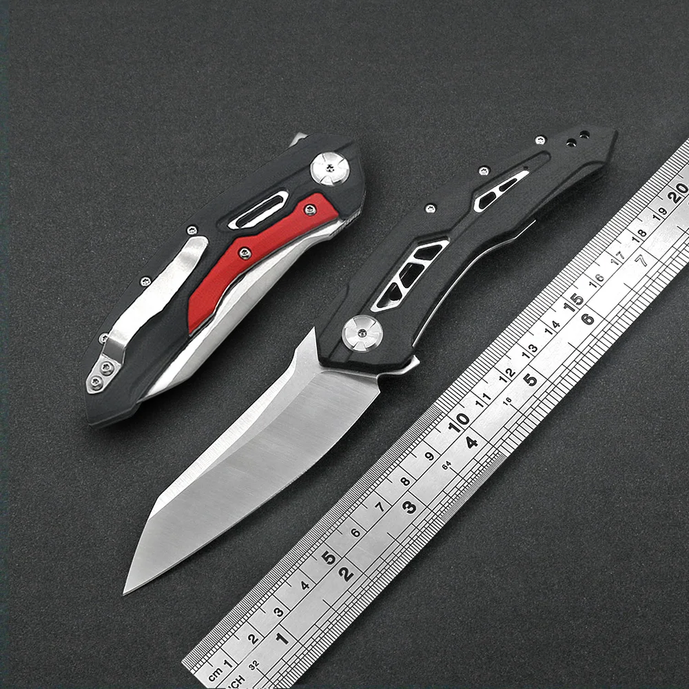 

Magic 0762 Outdoor Convenient Pocket Folding Knife 5Cr15Mov Blade G10 Black And Red Handle Camping Hunting Multi-Function Tool