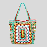 new bohemian paisley crochet women shoulder bag knitting large tote bag casual lady handbags big shopper purses summer beach bag