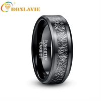 bonlavie 8mm mens width tungsten carbide ring electroplated black inlaid black imitation vermiculite wedding band tungsten ring