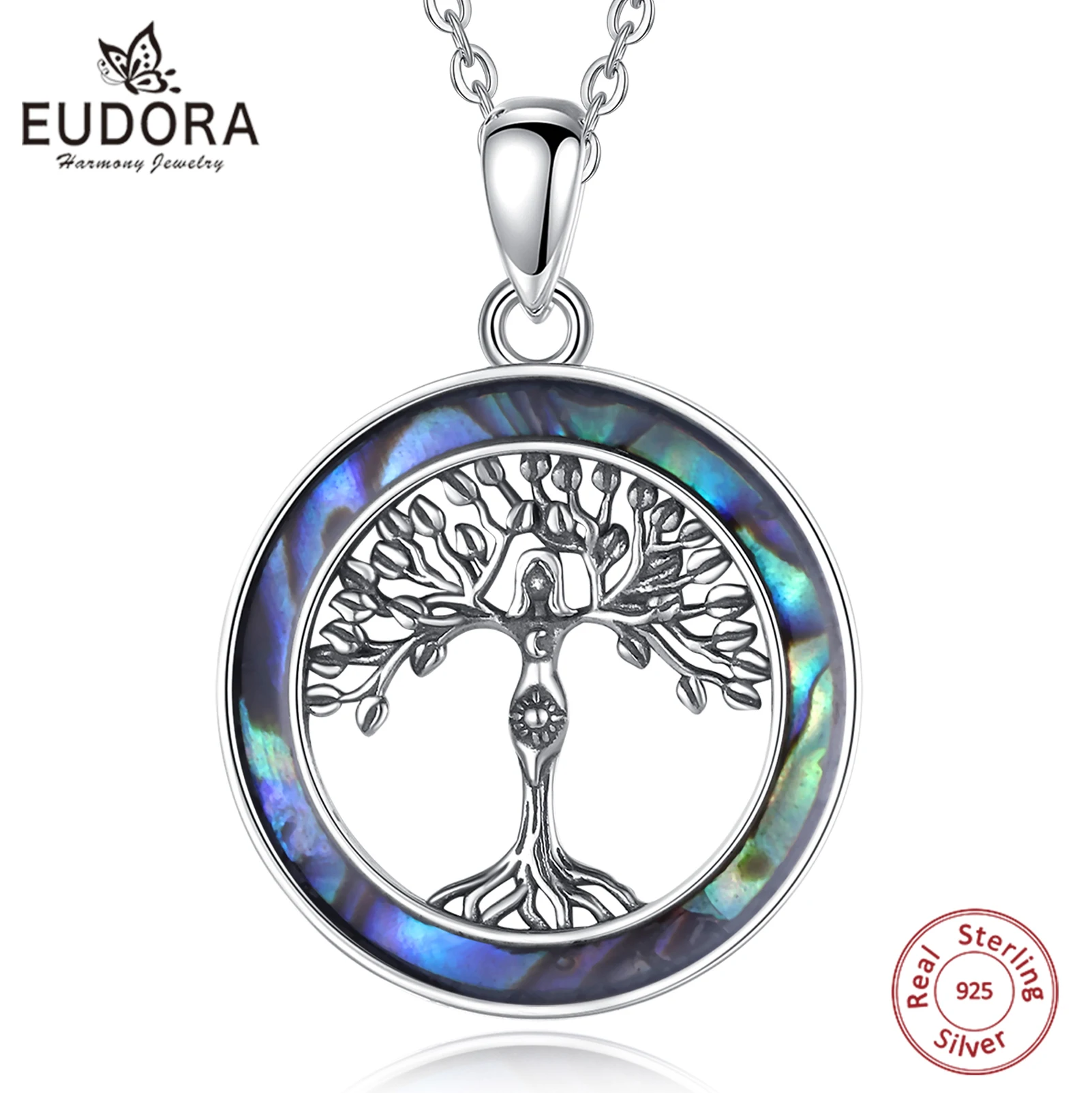 

Eudora 925 Sterling Silver Mother Tree of Life Necklace for Women Natural Abalone Shell Pendant Fine Jewelry Gift 2022 Trend New