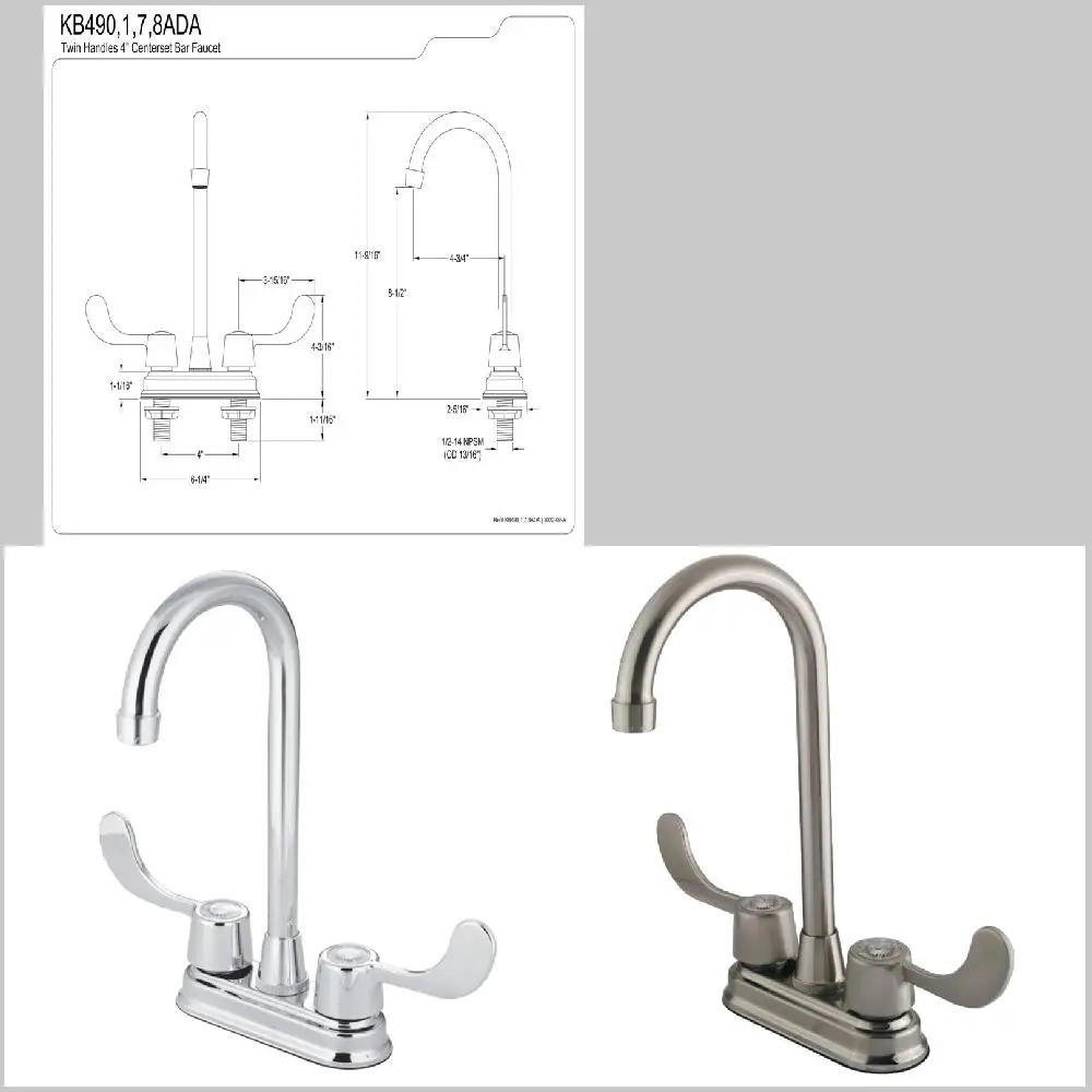 

"Delightful & Dependable - Elegant Durable Vista Two-Handle Polished Chrome Bar Faucet - Style You Can Trust!"