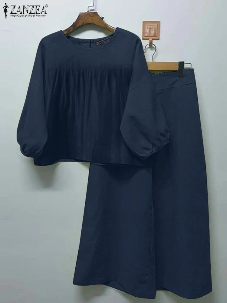 ZANZEA Женский офисный женский спортивный костюм Элегантная блузка на пуговицах с