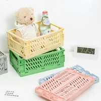 kawaii folding storage baskets ins desktop plastic desk organizer storage box student organize books snack toy storage basket