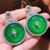 natural carved green chalcedony pingan buckle necklace pendant jade color zhengyang green agate inlaid birthday gift