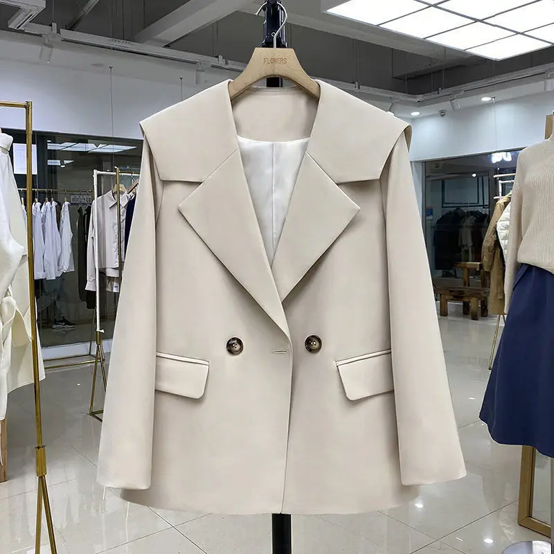 

Casual Turn-down Colalr Suit Jacket Korean Double Breasted Long Sleeve Women Blazers 2022 Spring New Solid Fashion Coat