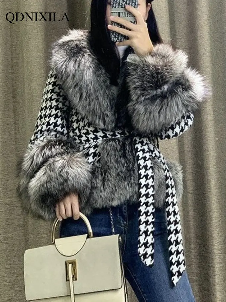 Woman Coats 2023 Winter New Outerwear Fox Fur Fur Coat Women's Short Oversized Fur Collar Jackets Fur Coat Women Faux Fur Coat