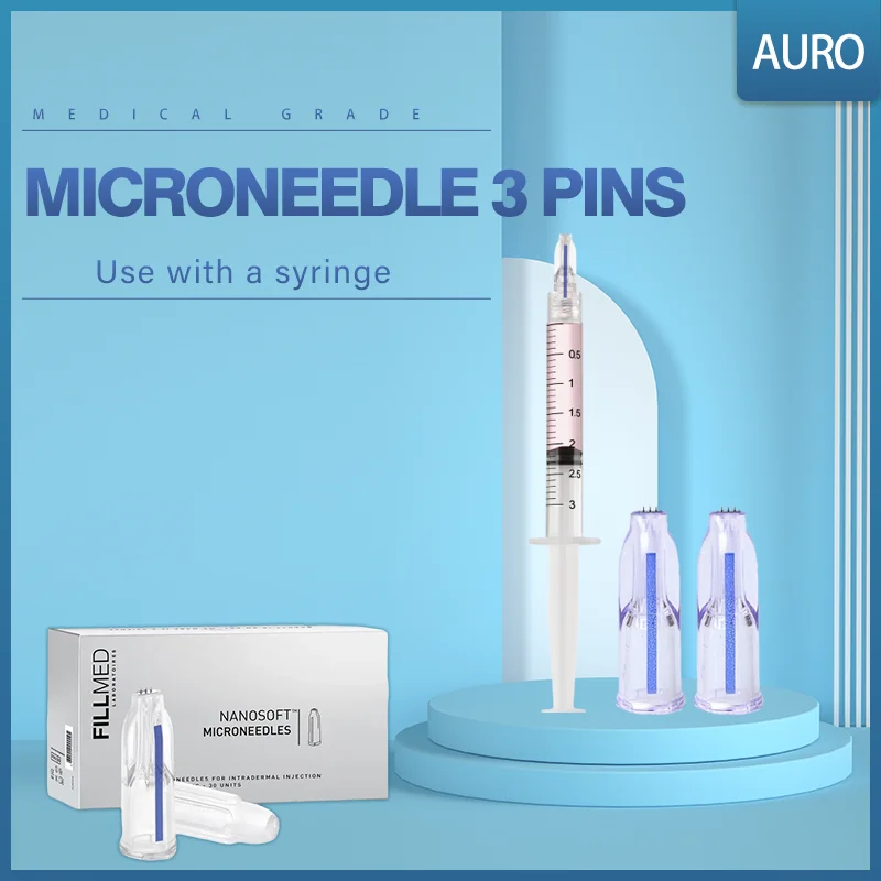 Nanosoft Microneedle 3 Pins Multi Needles HA Mesotherapy 34G 1.0mm / 1.2mm / 1.5mm For Skin Booster Face Neck Wrinkles Removal