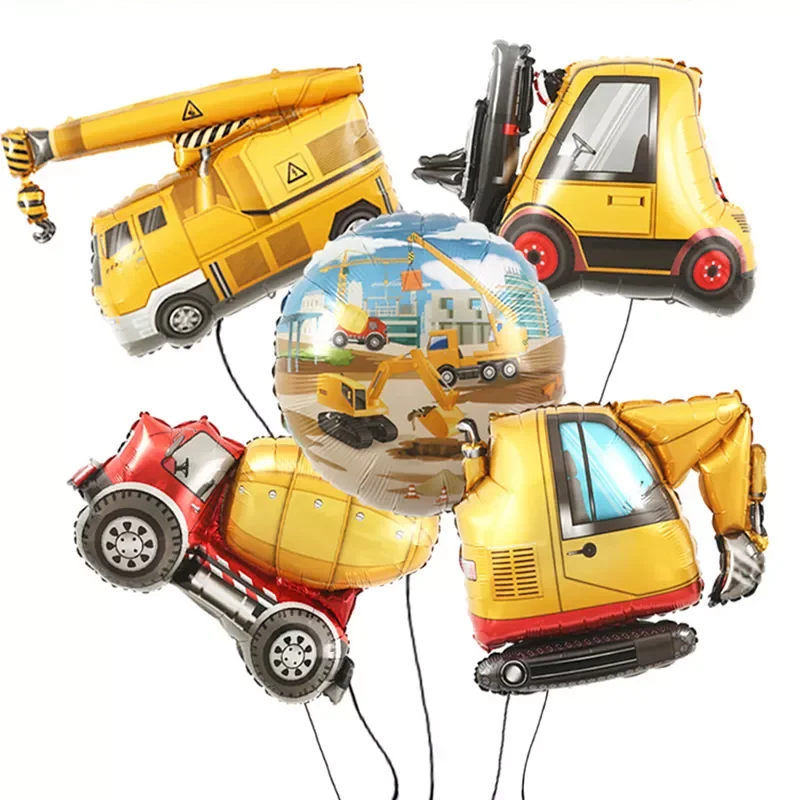 

Cartoon Car Balloon Engineering Vehicle Excavator Crane Forklift truckchildren's gifts birthday party decorations Toy Balloons