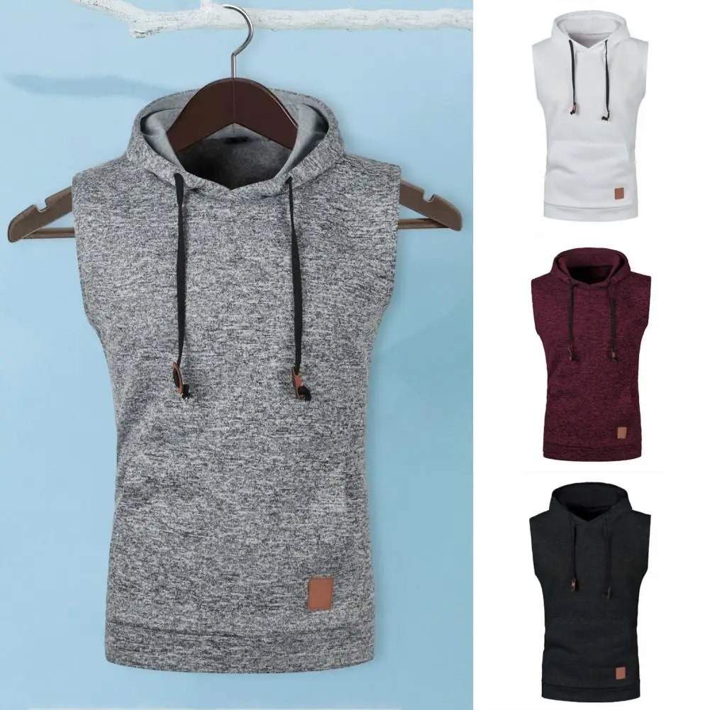 

Приталенный жилет, стильная мужская майка без рукавов с капюшоном, с кулиской, большими карманами, дышащий Мягкий трикотажный тренировочный топ на каждый день