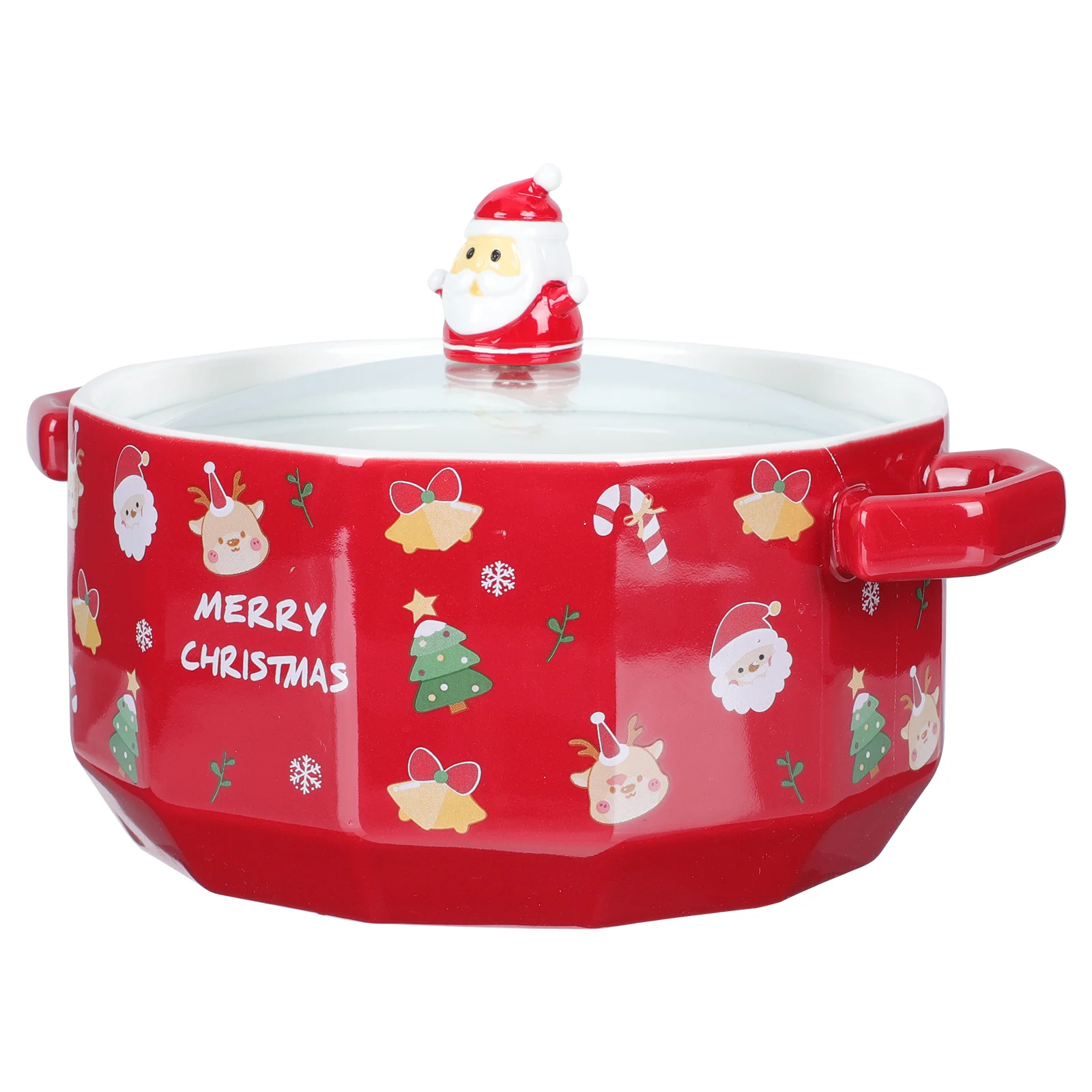 

Christmas Bowl Bowls Ceramic Pan Microwave Salad Ramen Container Soup Cake Noodle Handles Tableware Kitchen Decoration