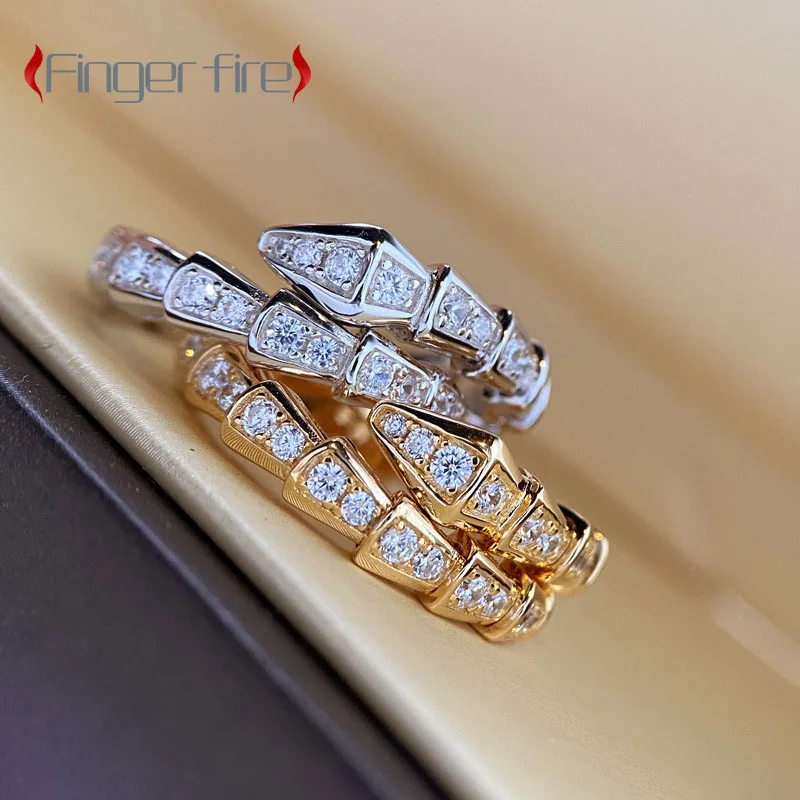 

Delicate Luxurious Gold Plated Sparkling Snake Ring Fashion Party Jewelry