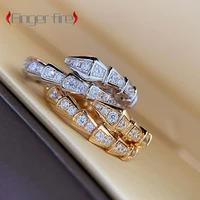 delicate luxurious gold plated sparkling snake ring fashion party jewelry