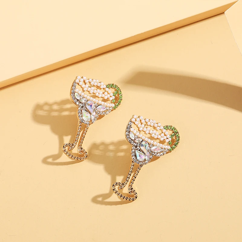 Забавные летние серьги-гвоздики в виде стакана вина Женская Модная креативная