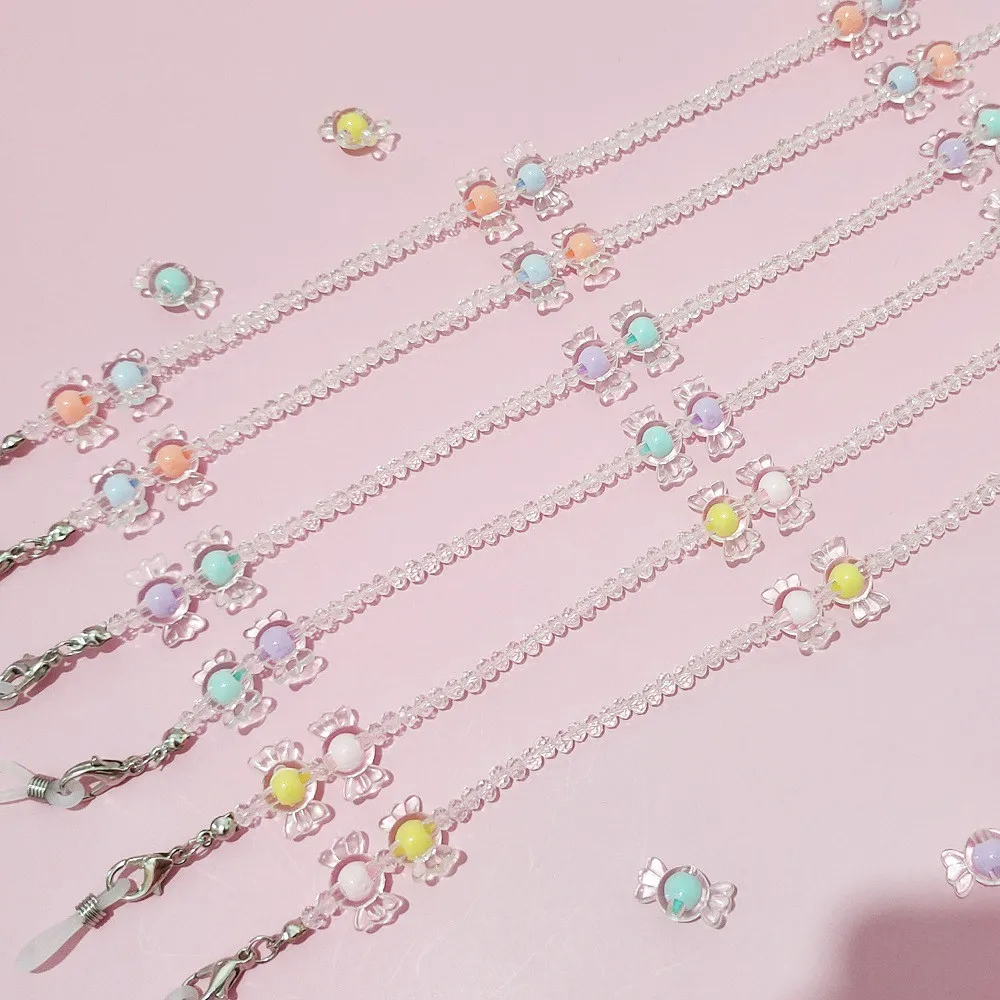 

65cm Sunglasses Chain Crystal Romantic Transparent Bead Glassess Chain Women Men Necklace Lanyard Cord Holder Eyewear Accessorie