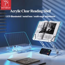 Transparent Laptop Stand Phone Holder Reading Stand LED Lighted Notepad Height Angle Adjustable Foldable Desk Support Bracket
