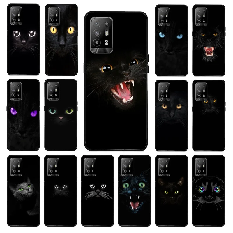 

Black Cat Staring Eye Phone Case for OPPO A54 A74 A94 A53 A53S A9 A5 A15 A91 A95 A73 A31 A52 A93 A92