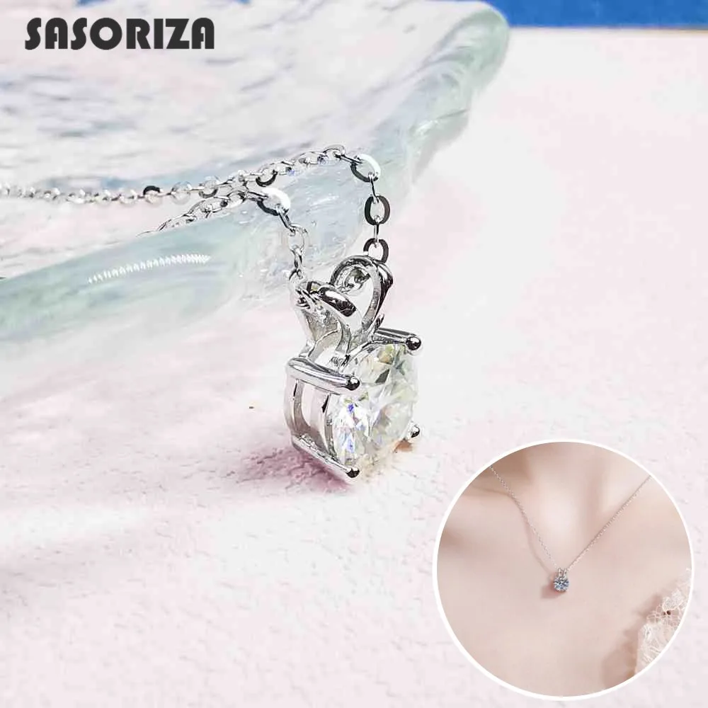 

Ожерелье из стерлингового серебра S925 пробы с муассанитом 1,0 карата, простое ожерелье с подвеской для женщин, ювелирные изделия