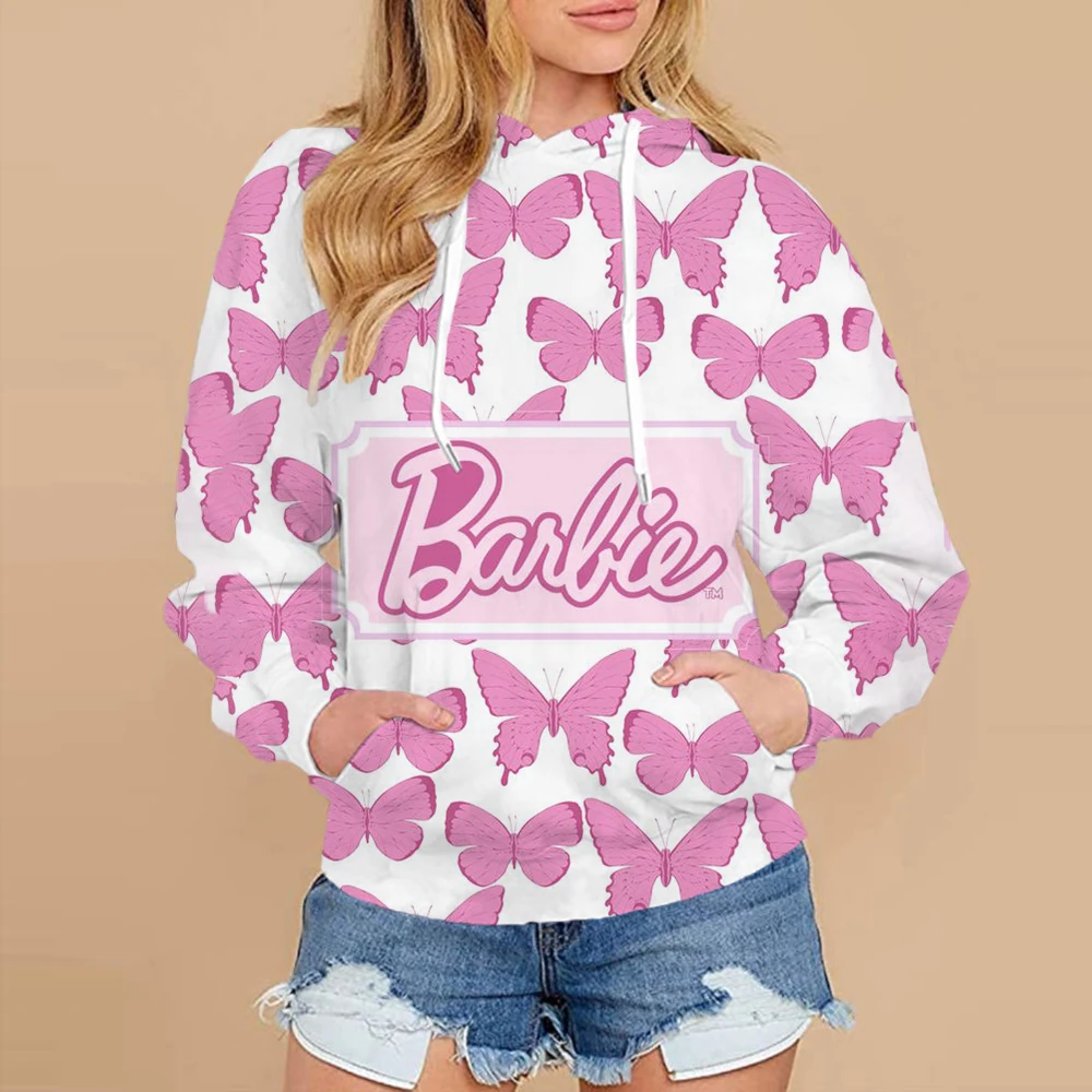 Свободные женские толстовки с карманами и принтом Принцессы Барби удобная