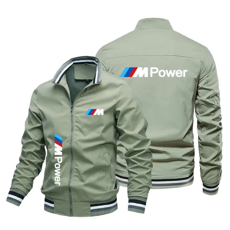 BMW Logo Zipper Jacket 2025 New Men's and Women's Riding Motorcycle Windproof Printed Lapel Solid Color